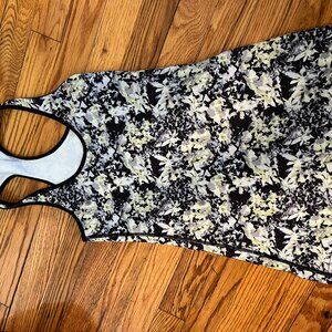 Lululemon Cool Racerback Floral Tank Top Black Yellow White size 4